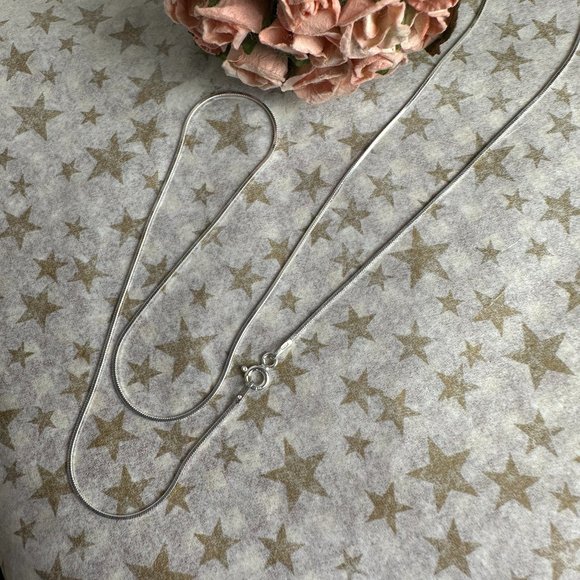 NEW 30" Real Silver (not plated) 1mm Square Snake Chain - Picture 2 of 4